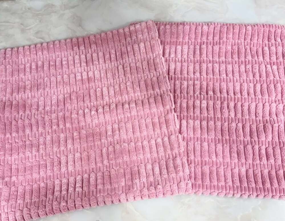 Unbranded Striped Corduroy Throw Pillow Covers Pink